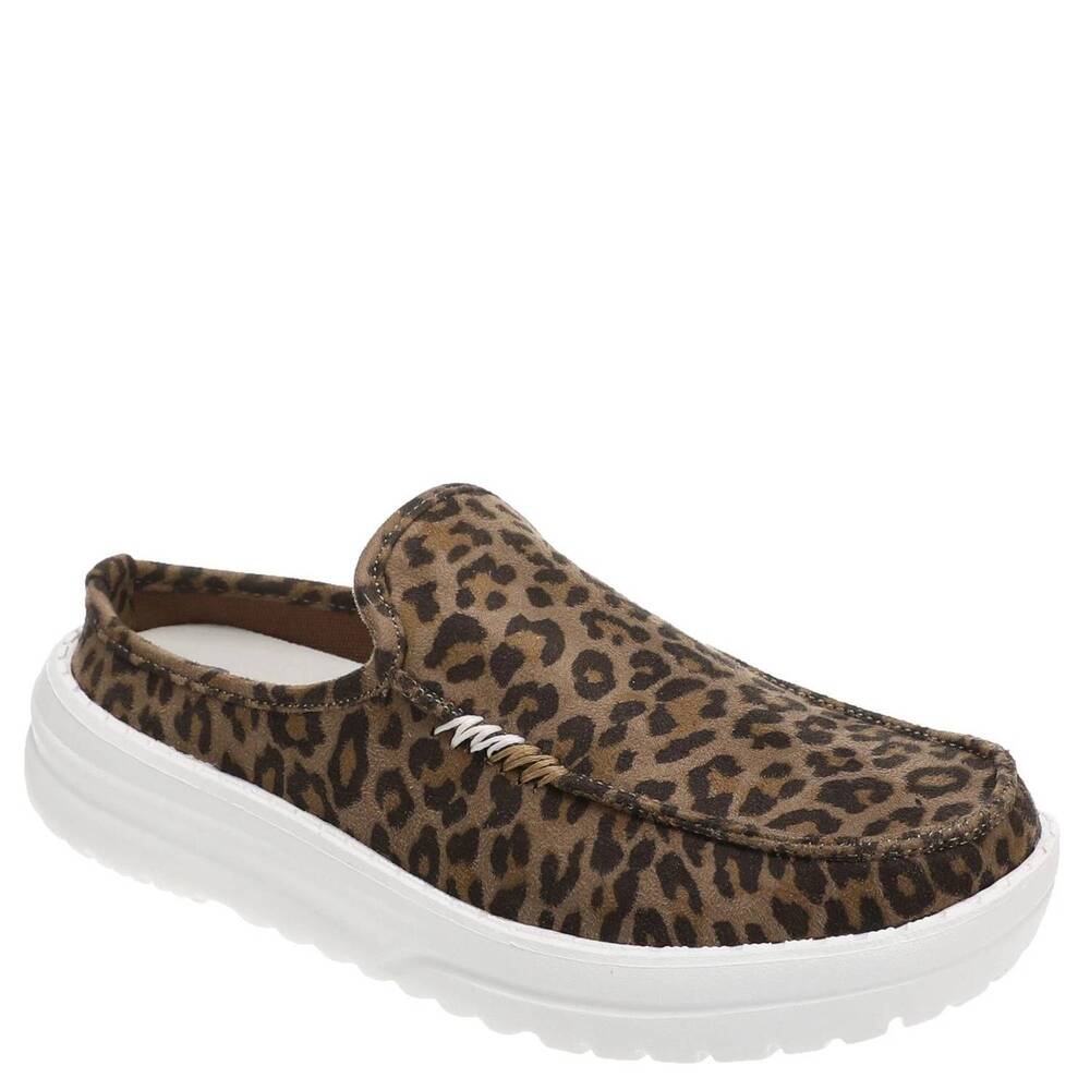 NEW VERY G women's brisas slip on sneakers in tan leopard